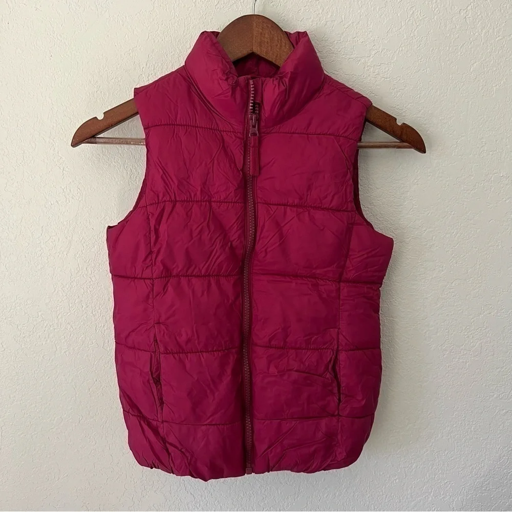 Old Navy Burgundy Sleeveless Puffer Vest, Zip Front, 2 Pockets, M (8)